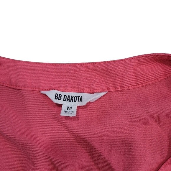 BB Dakota Holding On Tie Waist Tiered Midi Dress In Poppy Size Medium Pink - Picture 6 of 7